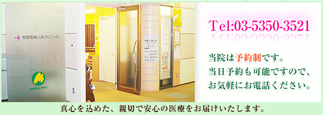 真心を込めた、親切で安心の医療をお届けいたします。当院は、予約制となっております。TEL：03-5350-3521